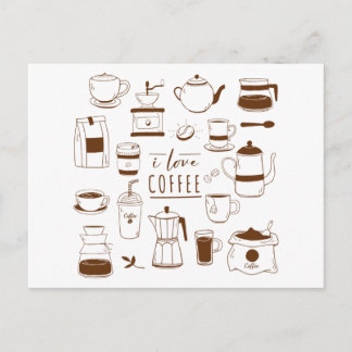 Postale Carte Lover Café - Addict à la caféine -Coupe -Bar