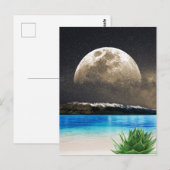Postale Carte Lune Et Plage (Devant / Derrière)