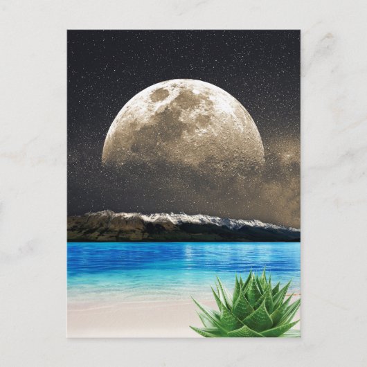 Postale Carte Lune Et Plage (Devant)