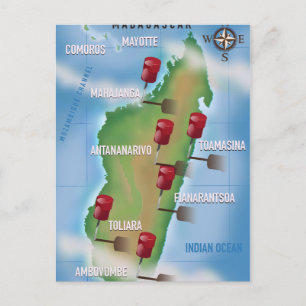 Postale Carte Madagascar poster de voyage vintage.