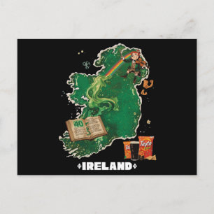 Postale Carte magique d'Irlande Leprechaun Arc-en-ciel