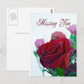 Postale Carte manquante avec une rose rouge classique (Devant / Derrière)