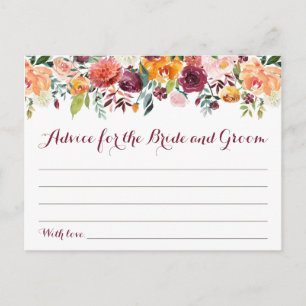 Postale Carte Mariage Automne Fleur, Orange Maroon