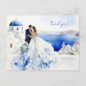 Postale Carte mariage avec aquarelle de Santorin (Devant)