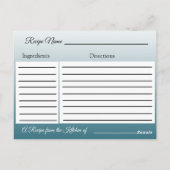 Postale Carte mariage Bleu Ardoise et Beurre Or Recette (Dos)