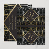 Postale Carte Mariage classique Gatsby Deco (Devant / Derrière)
