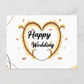 Postale Carte mariage heureuse avec de belles fleurs jaune
