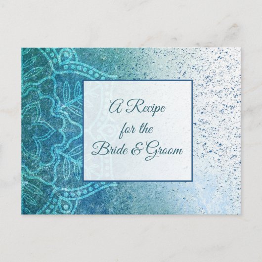 Postale Carte mariage Mandala bleu turquoise Recette (Devant)