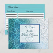 Postale Carte mariage Mandala bleu turquoise Recette (Devant / Derrière)