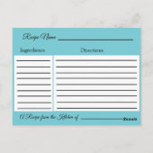 Postale Carte mariage Mandala bleu turquoise Recette (Dos)