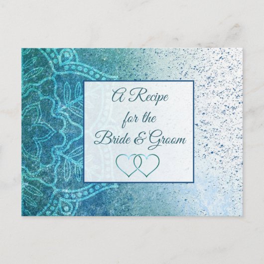 Postale Carte mariage Mandala bleu turquoise Recette (Devant)