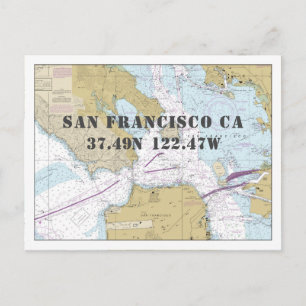 Postale Carte marine San Francisco CA Latitude Longitude