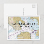 Postale Carte marine San Francisco CA Latitude Longitude (Devant / Derrière)