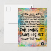 Postale Carte mémoire de verset biblique Jacques 1:25 - Ca (Devant / Derrière)