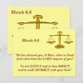 Postale Carte mémoire Micah 6 8 Écritures (Devant / Derrière)