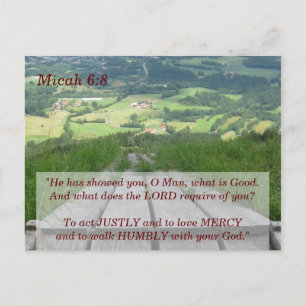 Postale Carte mémoire Micah 6 8 Écritures