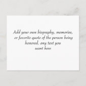 Postale Carte Memorial Service Keepsaké avec photo (Dos)