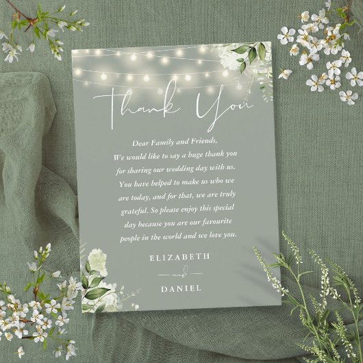 Postale Carte Merci Mariage Sage Green Green Green