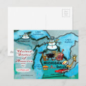 Postale Carte Michigan USA (Devant / Derrière)