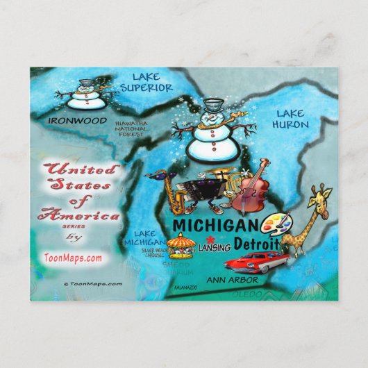 Postale Carte Michigan USA (Devant)