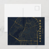 Postale Carte minimale d'Amsterdam Pays-Bas (Devant / Derrière)