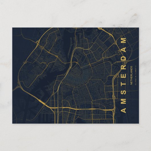 Postale Carte minimale d'Amsterdam Pays-Bas (Devant)