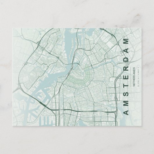 Postale Carte minimale d'Amsterdam Pays-Bas (Devant)