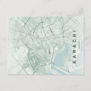 Postale Carte minimale de Karachi Pakistan