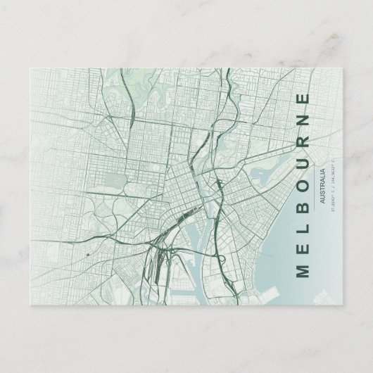 Postale Carte minimale de Melbourne Australie (Devant)