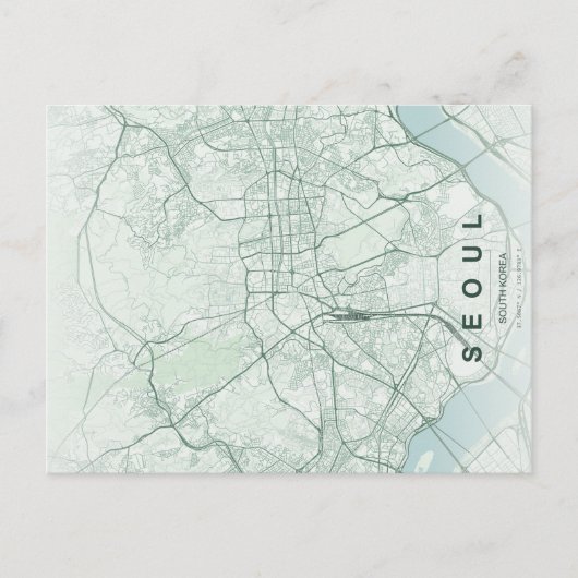 Postale Carte minimale de Séoul Corée du Sud (Devant)