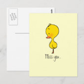 Postale Carte Miss You Duck - Illustration tirée à la main (Devant / Derrière)