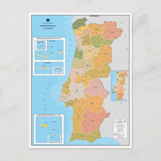 Postale Carte moderne du Portugal (Devant)