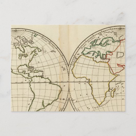 Postale Carte mondiale avec Latitude et Longititude (Devant)