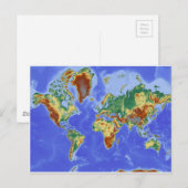 Postale Carte mondiale géographique internationale (Devant / Derrière)