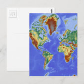 Postale Carte mondiale géographique internationale (Devant / Derrière)