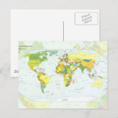 Postale Carte mondiale Globe Pays Atlas (Devant / Derrière)