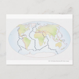 Postale Carte mondiale montrant les marges des plaques
