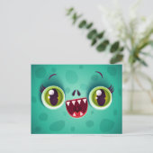 Postale Carte Monster Vert pour Halloween (Debout devant)