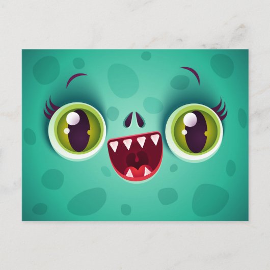 Postale Carte Monster Vert pour Halloween (Devant)