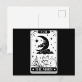 Postale Carte Moon Tarot et chat mignon (Devant / Derrière)