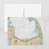 Postale Carte nautique de la baie de Old Cape Cod (Devant / Derrière)