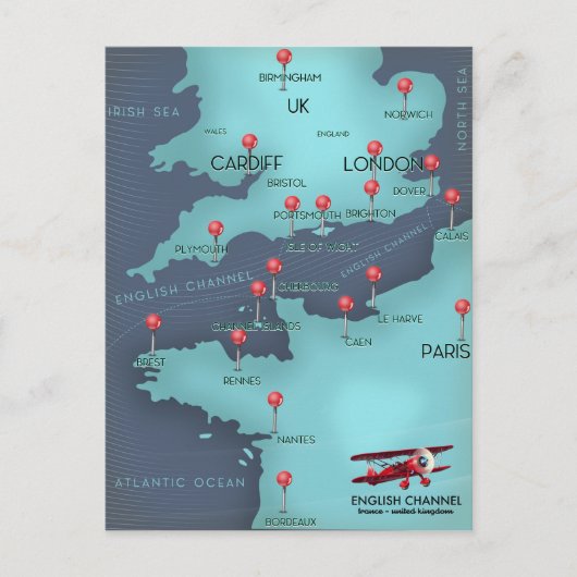 Postale Carte nautique de la Manche (Devant)