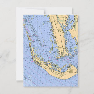 Postale Carte nautique de Sanibel Captiva - Floride - Cart