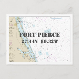 Postale Carte Nautique Fort Pierce FL Latitude Longitude