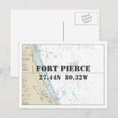 Postale Carte Nautique Fort Pierce FL Latitude Longitude (Devant / Derrière)