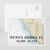 Postale Carte Nautique Punta Gorda FL Latitude Longitude (Devant / Derrière)