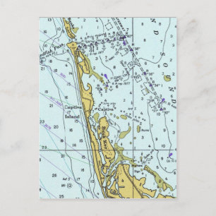 Postale Carte nautique vintage de l'île de Captiva
