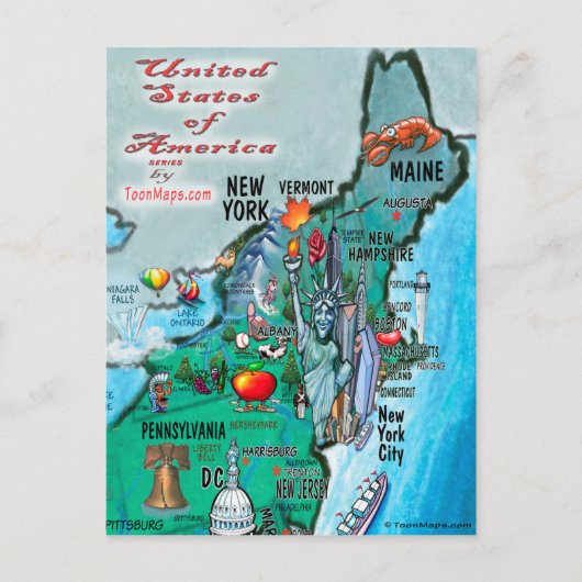 Postale Carte New England USA (Devant)