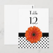 Postale Carte Noir Blanc Polka Dot Orange Gerber Table (Devant / Derrière)