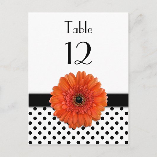 Postale Carte Noir Blanc Polka Dot Orange Gerber Table (Devant)